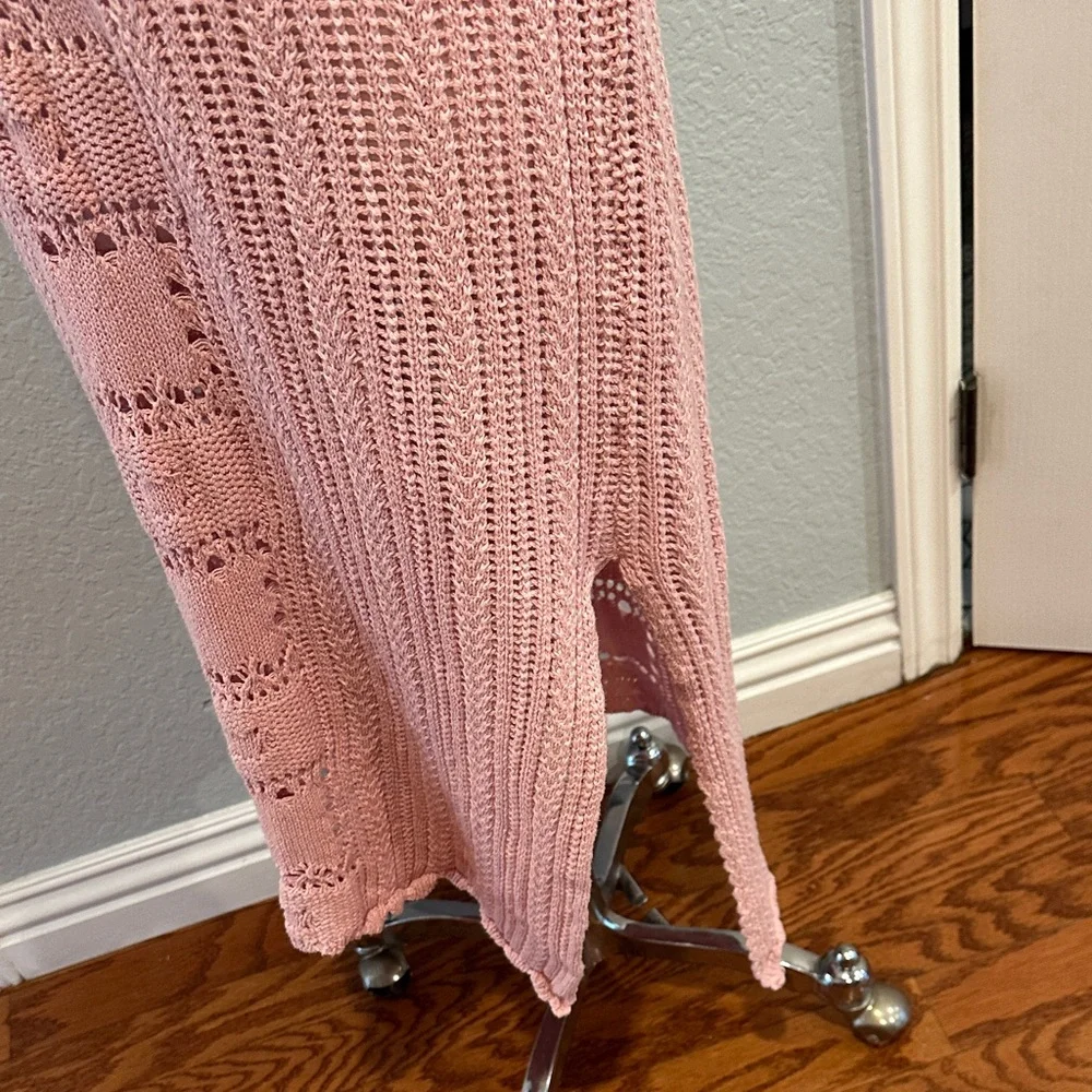 Free People Beach Sz Medium Dusty Pink Crochet Maxi Dress • NEW! - Picture 6 of 12